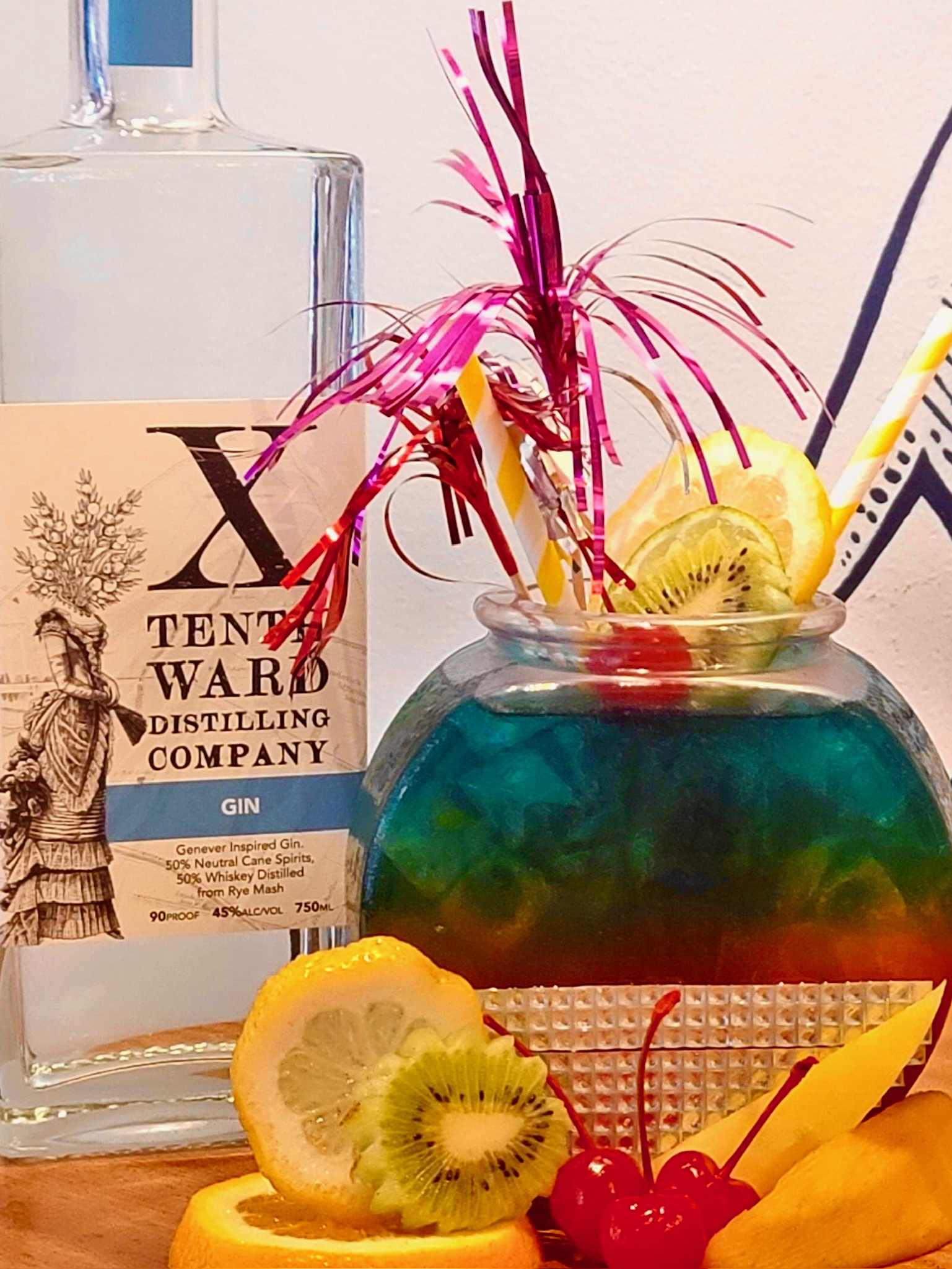 Colorful gin cocktail