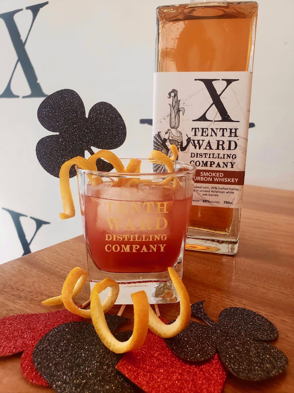 Tenth Ward Smoked Bourbon cocktail with peach